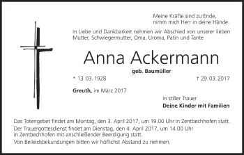 Anzeige von Anna Ackermann von MGO