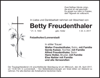 Anzeige von Betty Freudenthaler von MGO