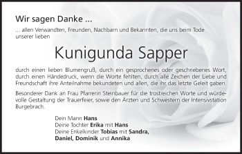 Anzeige von Kunigunda Sapper von MGO