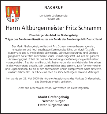 Anzeige von Fritz Schramm von MGO