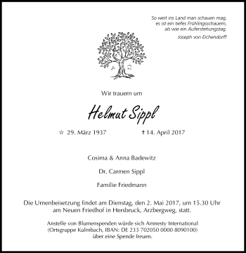 Anzeige von Helmut Sippl von MGO