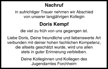 Anzeige von Doris Kempf von MGO