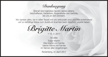 Anzeige von Brigitte Martin von MGO