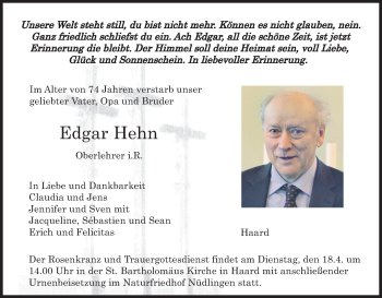 Anzeige von Edgar Hehn von MGO
