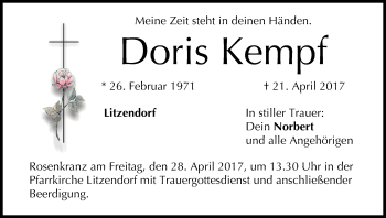 Anzeige von Doris Kempf von MGO