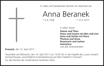 Anzeige von Anna Beranek von MGO