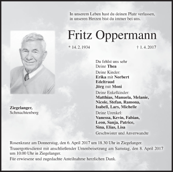 Anzeige von Fritz Oppermann von MGO