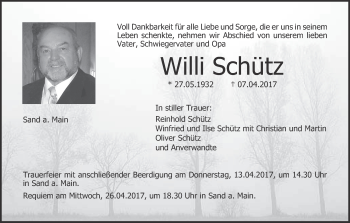 Anzeige von Willi Schütz von MGO