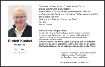 Anzeige von Rudolf Kunkel von MGO