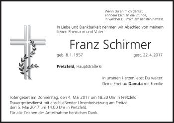Anzeige von Franz Schirmer von MGO