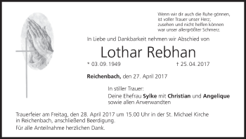Anzeige von Lothar Rebhan von MGO