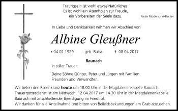 Anzeige von Albine Gleußner von MGO