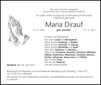 Anzeige von Maria Dirauf von MGO
