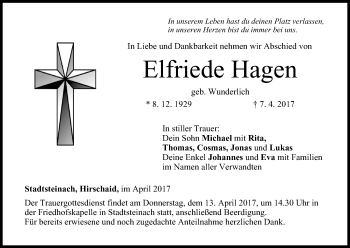 Anzeige von Elfriede Hagen von MGO