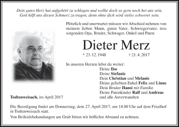 Anzeige von Dieter Merz von MGO