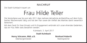 Anzeige von Hilde Teller von MGO
