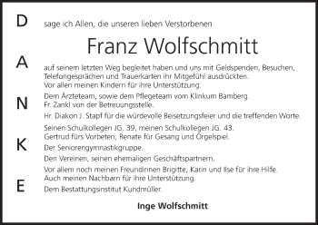 Anzeige von Franz Wolfschmitt von MGO