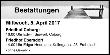 Anzeige von Bestattungen vom 05.04.2017 von MGO