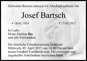 Anzeige von Josef Bartsch von MGO