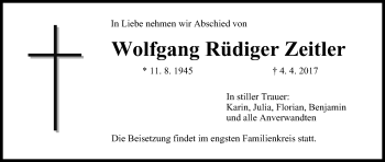 Anzeige von Wolfgang Rüdiger Zeitler von MGO