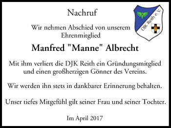 Anzeige von Manfred Albrecht von MGO