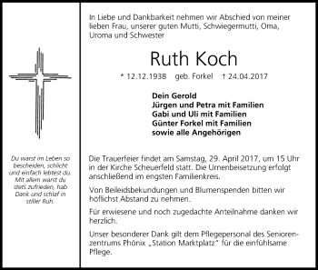 Anzeige von Ruth Koch von MGO