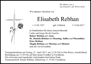 Anzeige von Elisabeth Rebhan von MGO