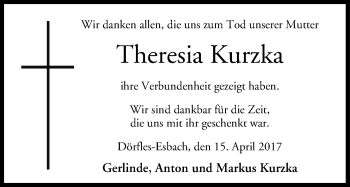 Anzeige von Theresia Kurzka von MGO