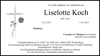 Anzeige von Liselotte Koch von MGO