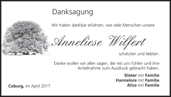 Anzeige von Anneliese Wilfert von MGO