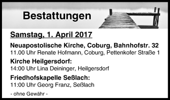 Anzeige von Bestattungen vom 01.04.2017 von MGO