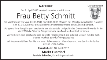 Anzeige von Betty Schmitt von MGO