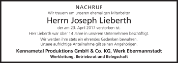 Anzeige von Joseph Lieberth von MGO