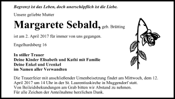 Anzeige von Margarete Sebald von MGO