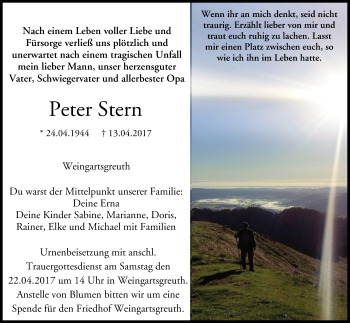 Anzeige von Peter Stern von MGO