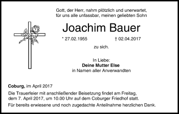 Anzeige von Joachim Bauer von MGO