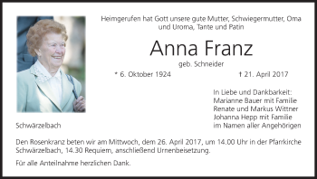 Anzeige von Anna Franz von MGO