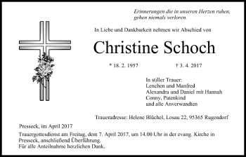 Anzeige von Christine Schoch von MGO