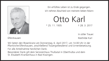 Anzeige von Otto Karl von MGO