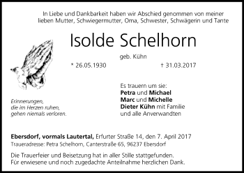 Anzeige von Isolde Schelhorn von MGO