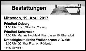 Anzeige von Bestattungen vom 19.04.2017 von MGO