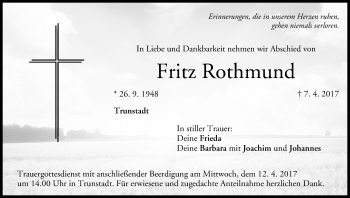 Anzeige von Fritz Rothmund von MGO
