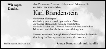 Anzeige von Karl Brandenstein von MGO