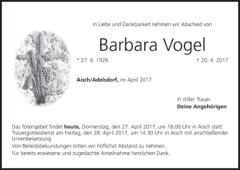 Anzeige von Barbara Vogel von MGO