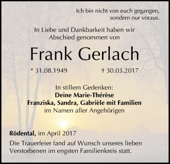 Anzeige von Frank Gerlach von MGO