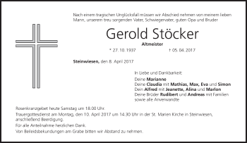 Anzeige von Gerold Stöcker von MGO