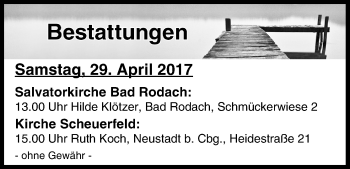 Anzeige von Bestattungen vom 29.04.2017 von MGO