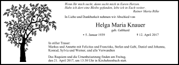 Anzeige von Helga Maria Knauer von MGO
