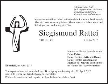 Anzeige von Siegismund Rattei von MGO