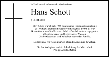 Anzeige von Hans Schott von MGO